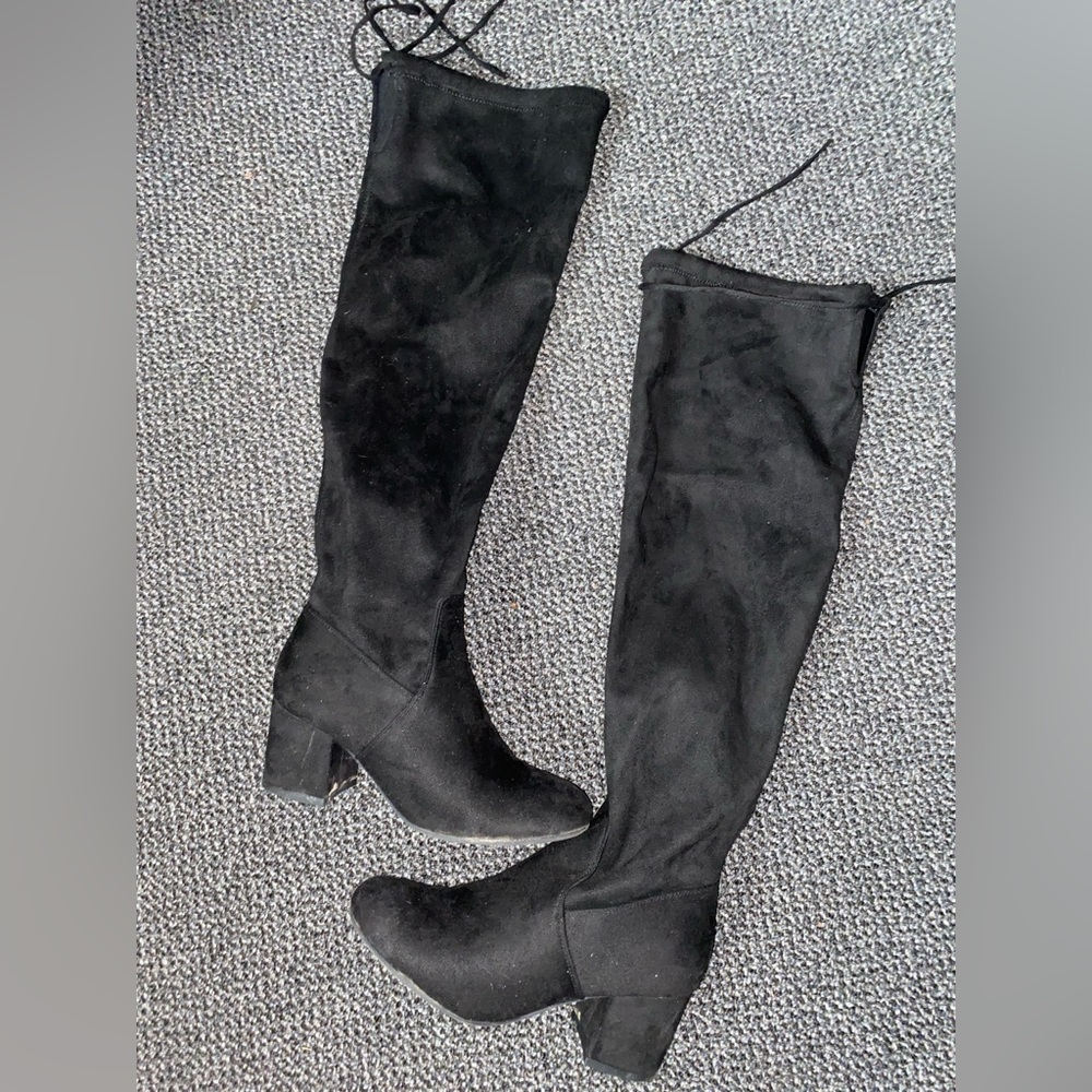 Black Thigh High Booties